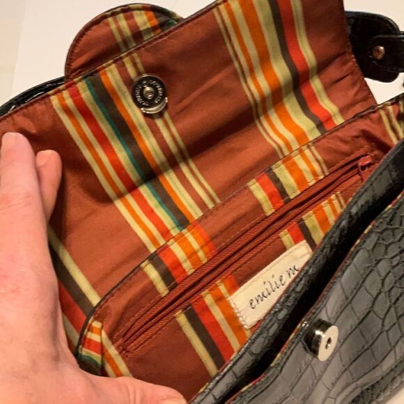 Emilie m Small Shoulder Bag. Vegan Croc Leather. Embossed top handle bag. Silver - Picture 3 of 10